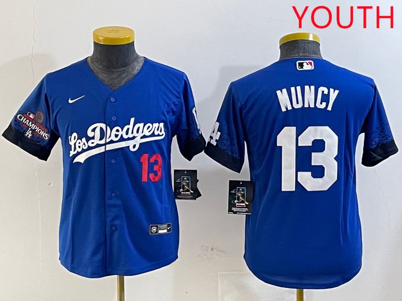 Youth Los Angeles Dodgers #13 Muncy Blue City Edition 2025 Nike MLB Jersey style 2->youth mlb jersey->Youth Jersey